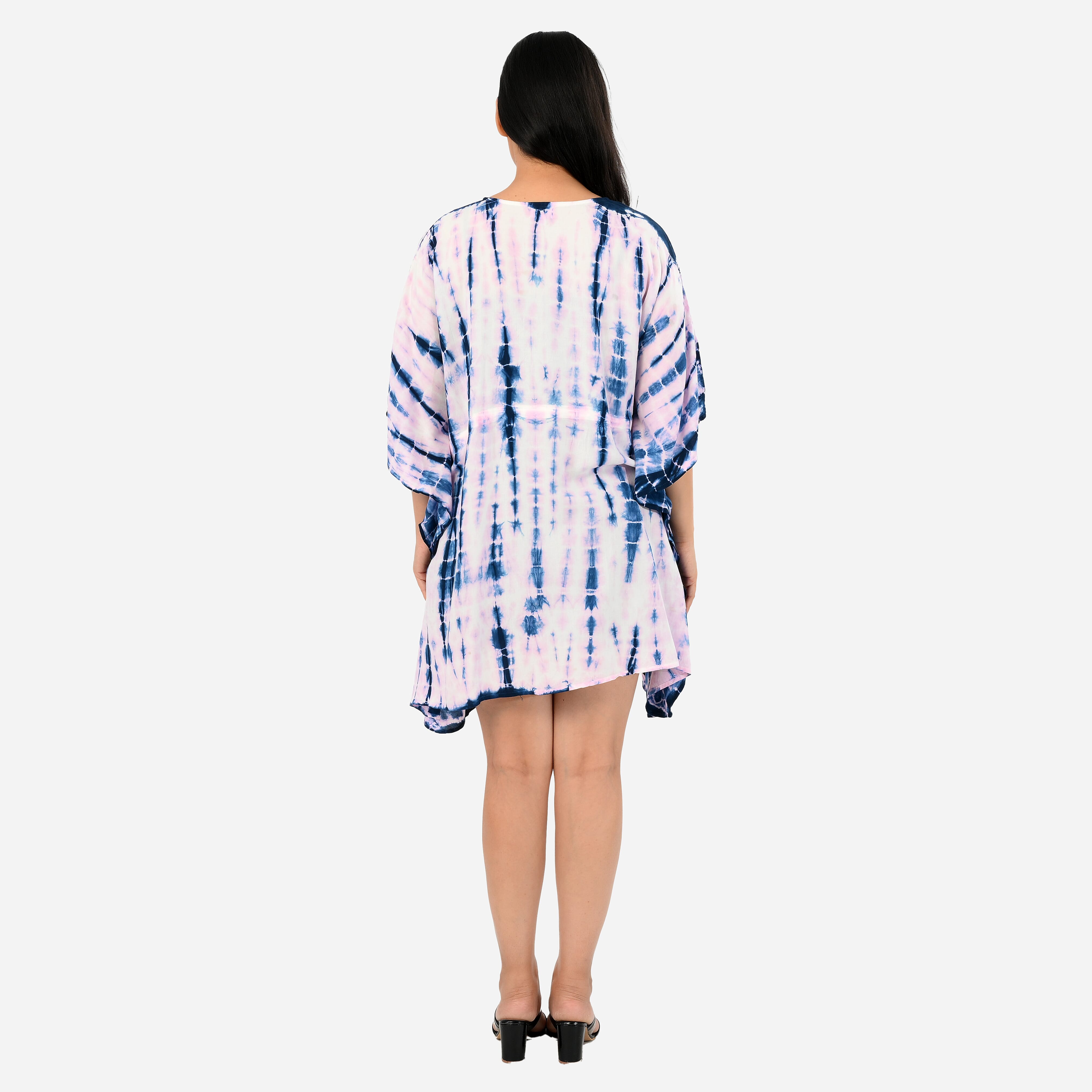 - Maisi Tie Dye Mini Kaftan Dress (One Size) - Blue