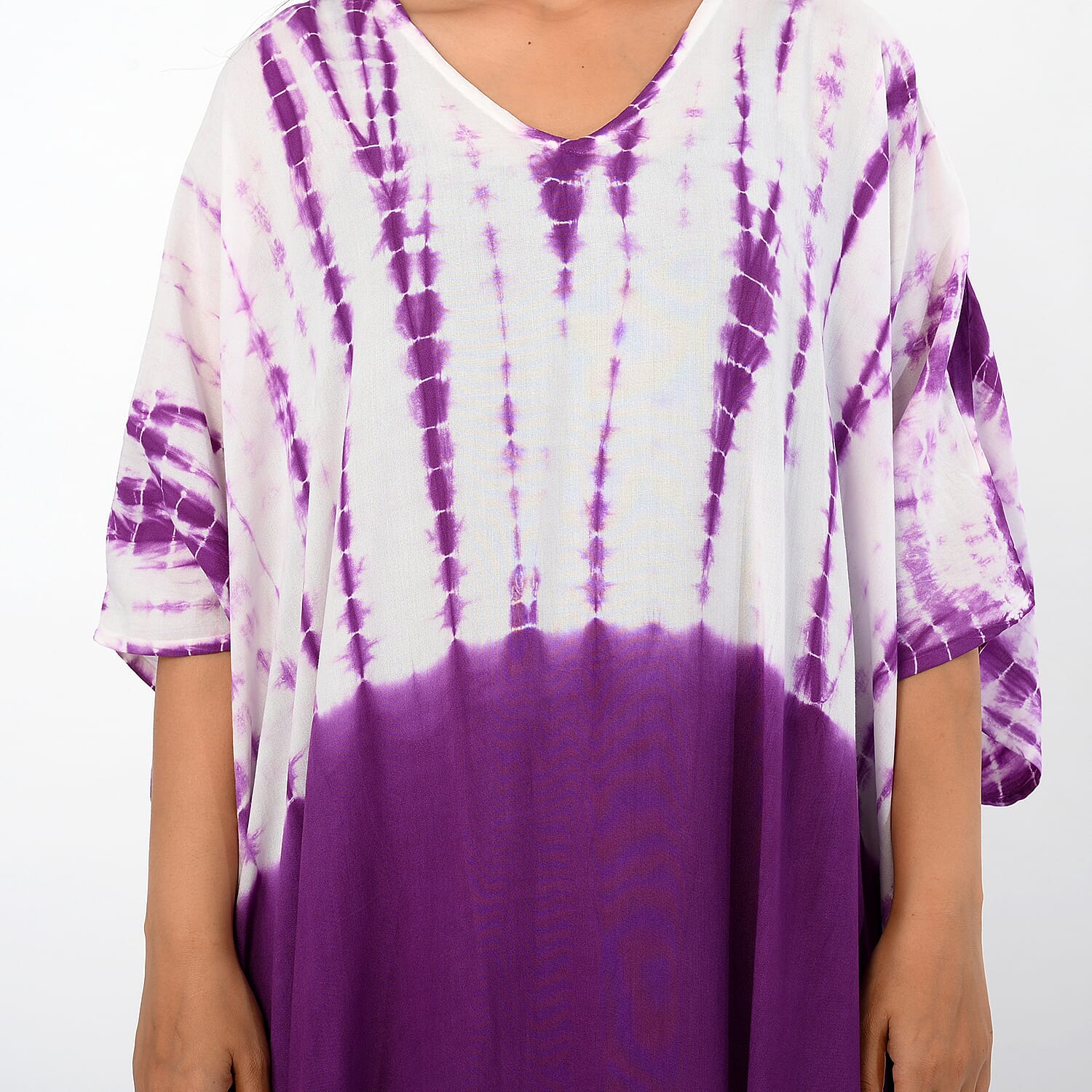 - Maisi Shibori Tie-Dye Kaftan Dress (One Size) - Purple