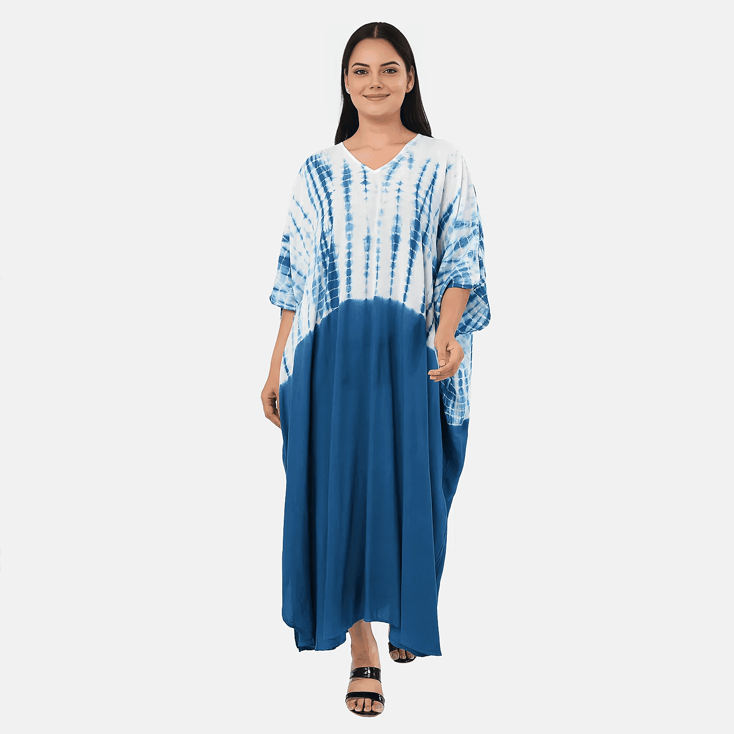 - Maisi Shibori Tie-Dye Kaftan Dress (One Size) - Blue