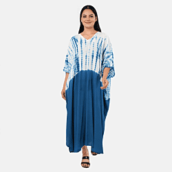 - Maisi Shibori Tie-Dye Kaftan Dress (One Size) - Blue