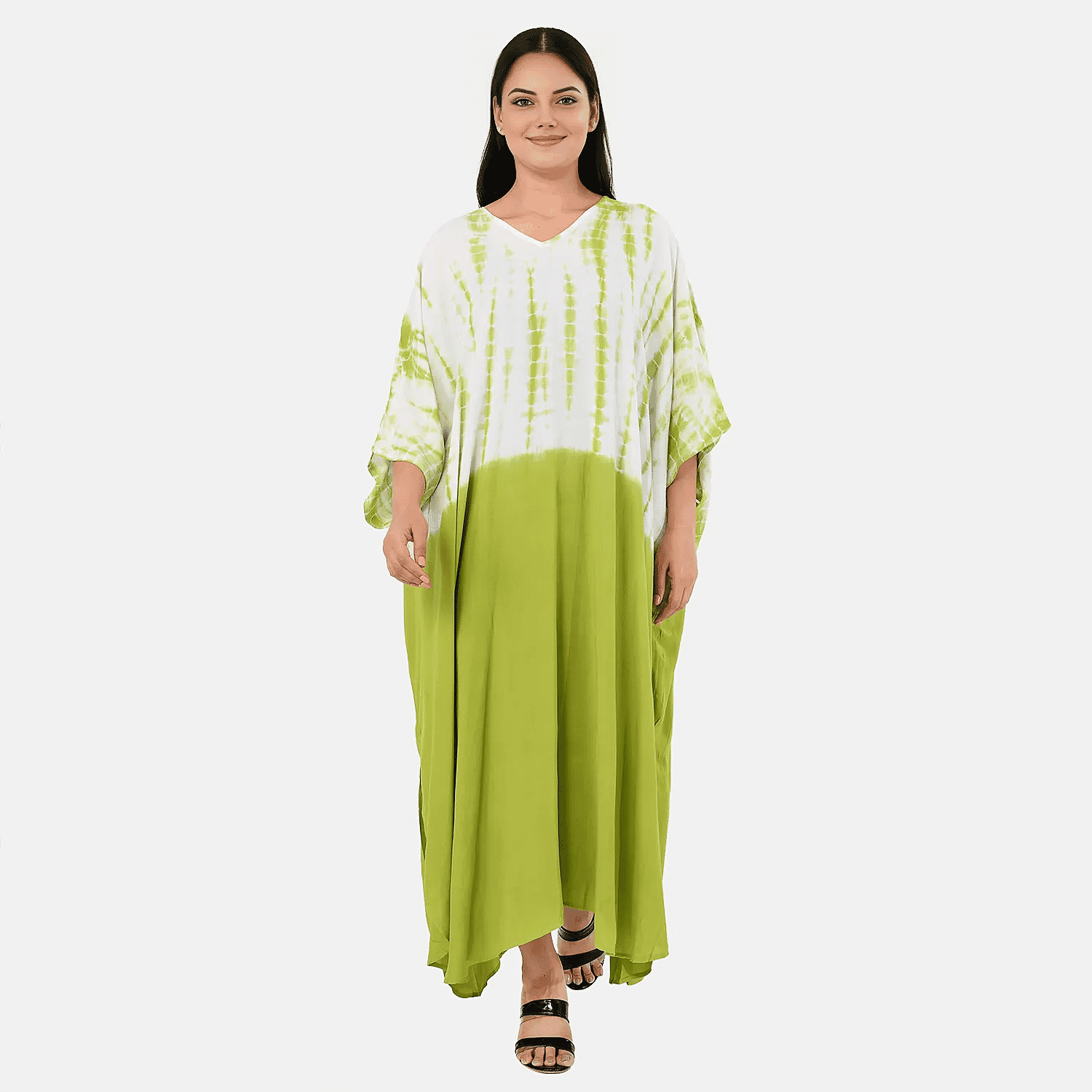 - Maisi Shibori Tie-Dye Kaftan Dress (One Size) - Green