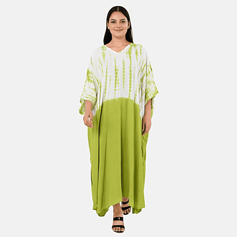 - Maisi Shibori Tie-Dye Kaftan Dress (One Size) - Green