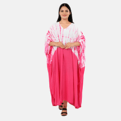 - Maisi Shibori Tie-Dye Kaftan Dress (One Size) - Pink