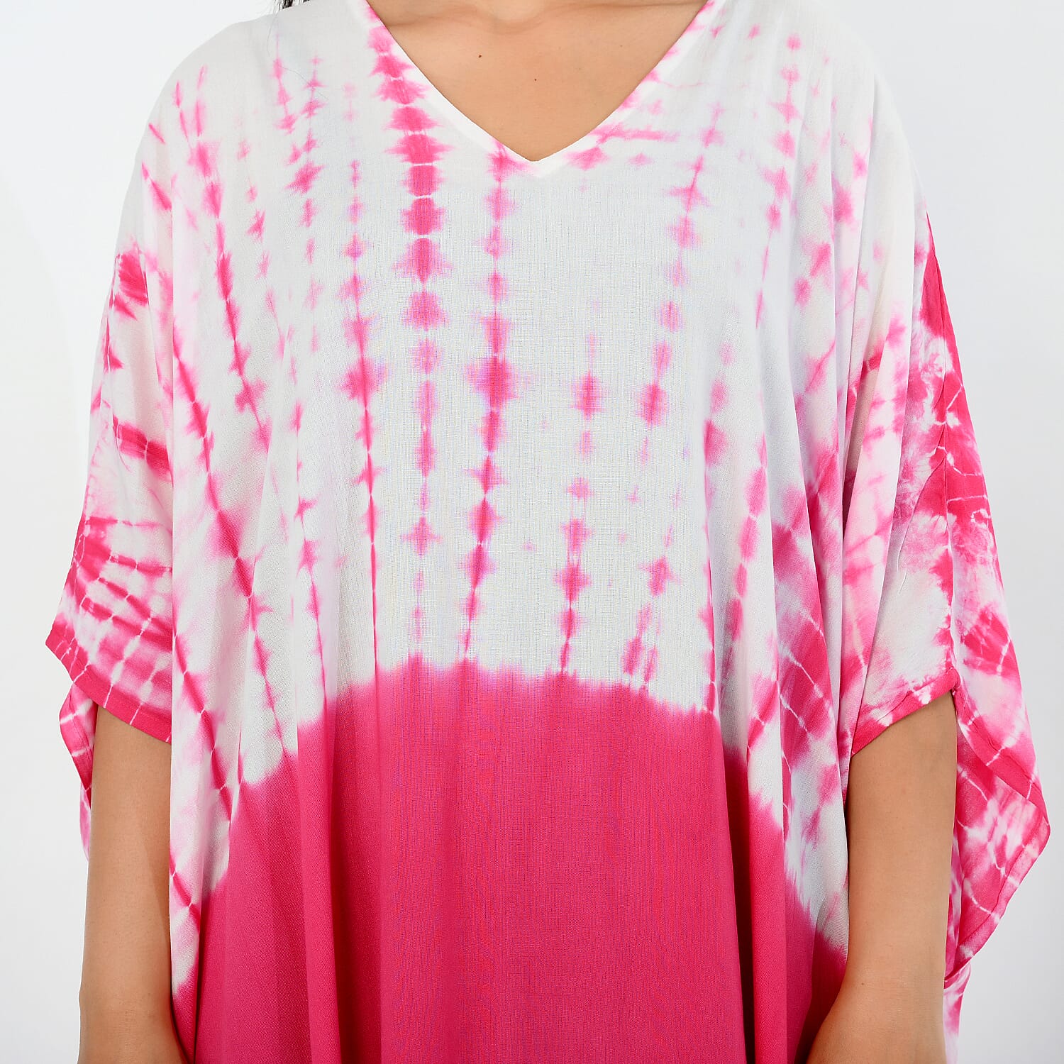 - Maisi Shibori Tie-Dye Kaftan Dress (One Size) - Pink