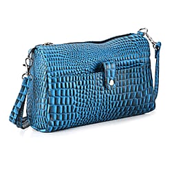 - Maisi Designer Inspired Genuine Leather Croc-embossed Crossbody Mini Satchel with Front Flap Pocket - Maroon - Black