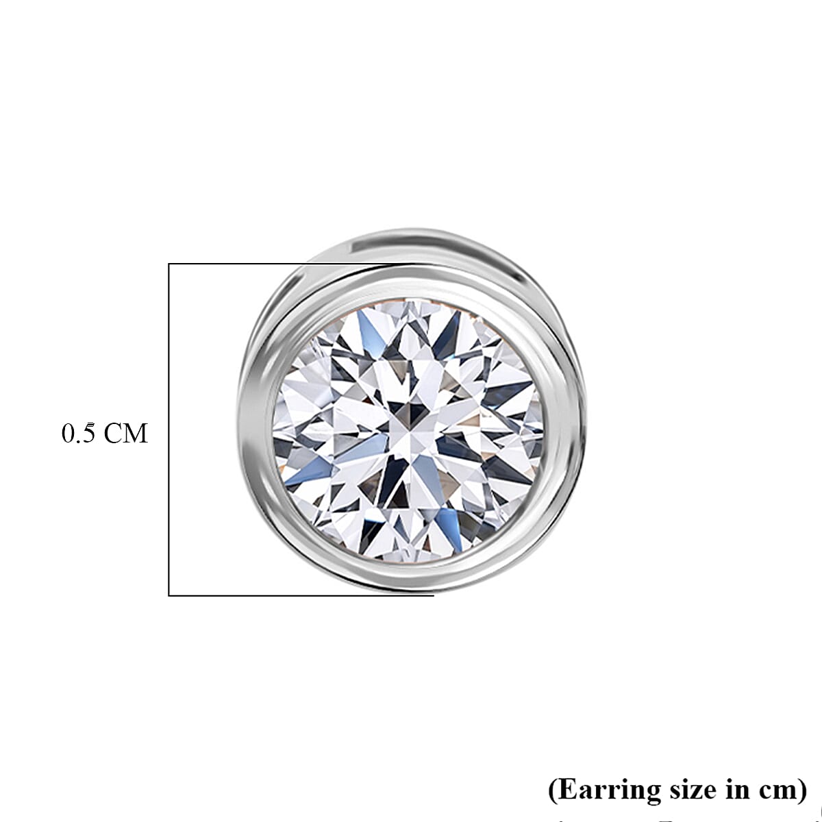 Luxuriant SI-GH Lab Grown Diamond Stud Earring with Screw Back in Rhodium Overlay Sterling Silver