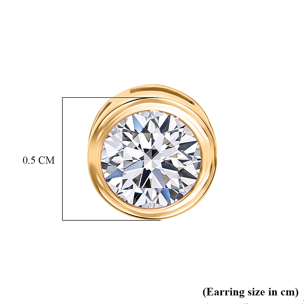 Luxuriant SI-GH Lab Grown Diamond Stud Earring with Ball Screw Back in 18K Vermeil Yellow Gold Plated Sterling Silver