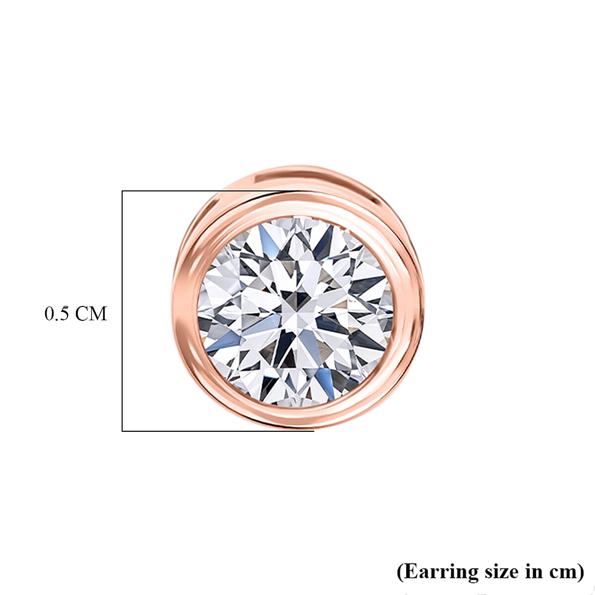 Luxuriant SI-GH Lab Grown Diamond Earring with Ball Screw Back in 18K Vermeil Rose Gold Plated Sterling Silver