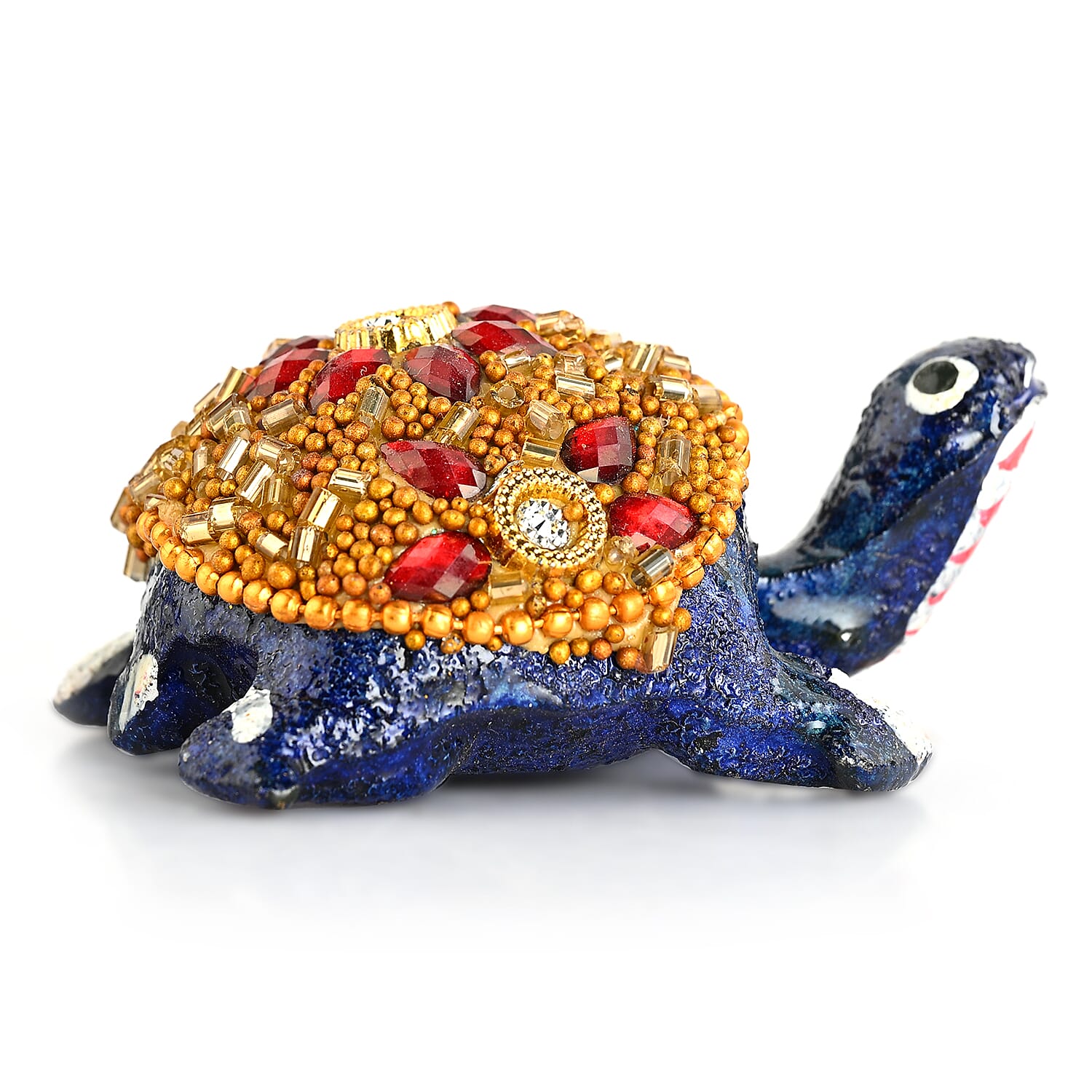 LIVMORE Set of 3 Handmade Beaded Resin Turtle (5 to 8cm) - Navy & Gold