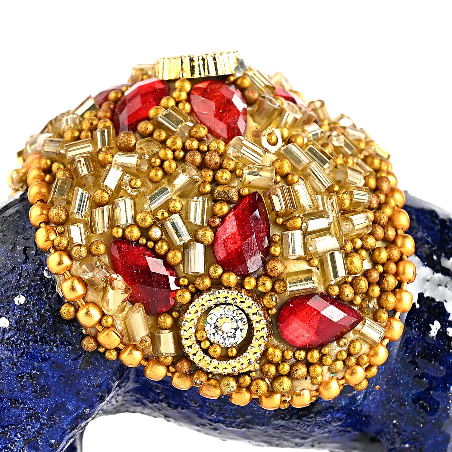 LIVMORE Set of 3 Handmade Beaded Resin Camel (5 to 8cm) - Navy & Gold