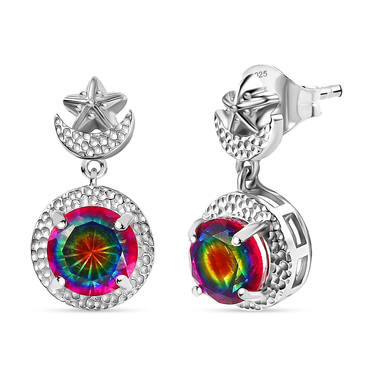 D'Joy Nebula Quartz Doublet Dangling Earring in Platinum Overlay Sterling Silver 3.34 Ct.