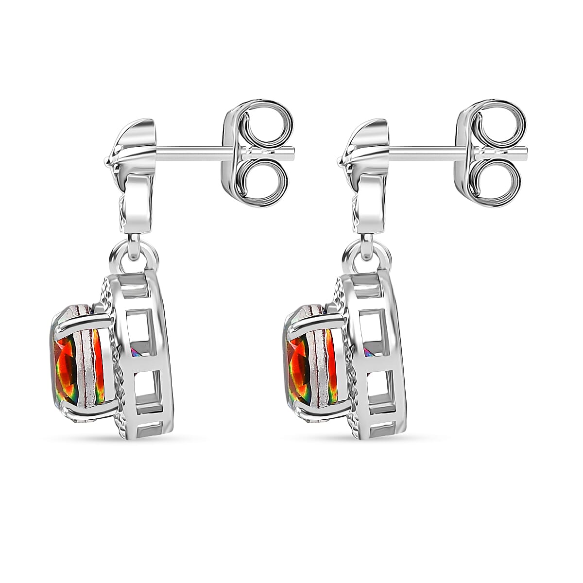 D'Joy Nebula Quartz Doublet Dangling Earring in Platinum Overlay Sterling Silver 3.34 Ct.