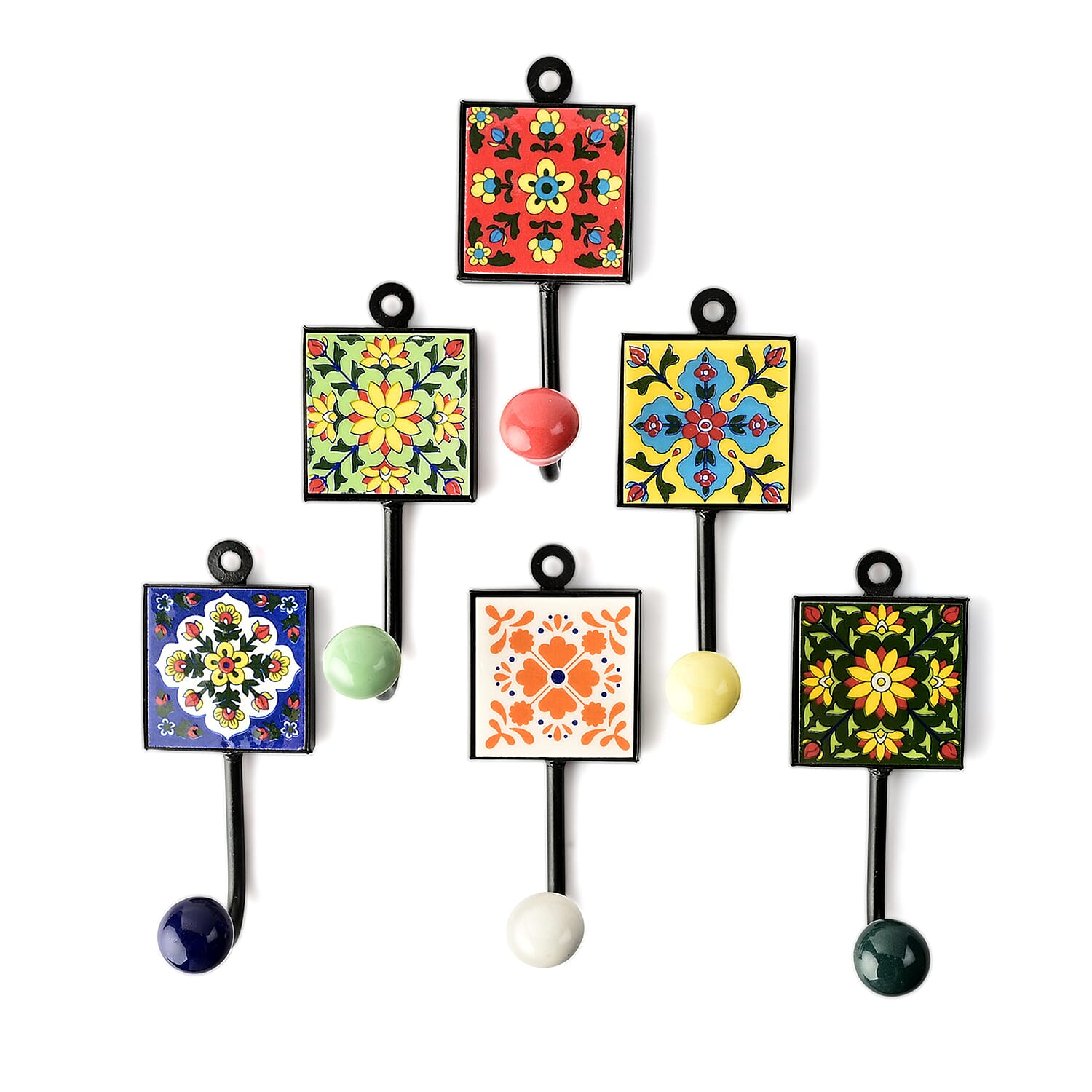 LIVMORE Set of 6 Ceramic Hanger (5.08 x 5.08 Cm) - Multicolour