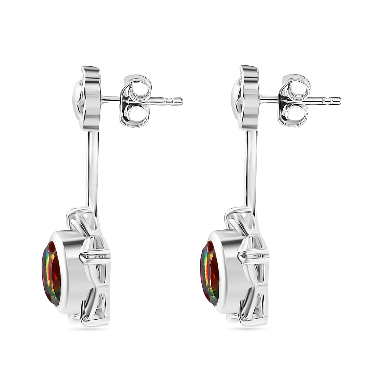 D'Joy Nebula Quartz Doublet Dangling Earring in Platinum Overlay Sterling Silver 3.34 Ct.