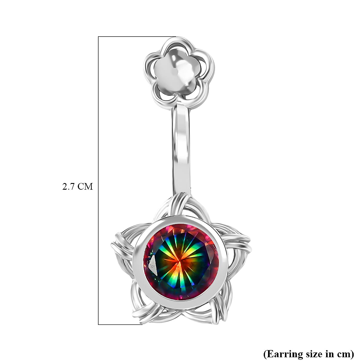 D'Joy Nebula Quartz Doublet Dangling Earring in Platinum Overlay Sterling Silver 3.34 Ct.