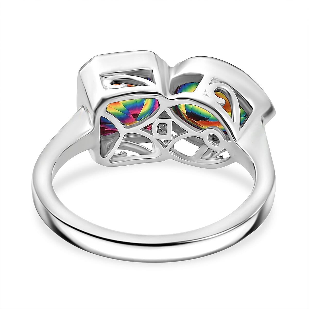 D'Joy Nebula Quartz Doublet Solitaire Ring in Platinum Overlay Sterling Silver 2.75 Ct.