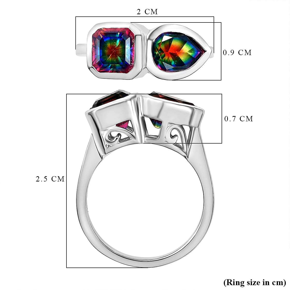 D'Joy Nebula Quartz Doublet Solitaire Ring in Platinum Overlay Sterling Silver 2.75 Ct.