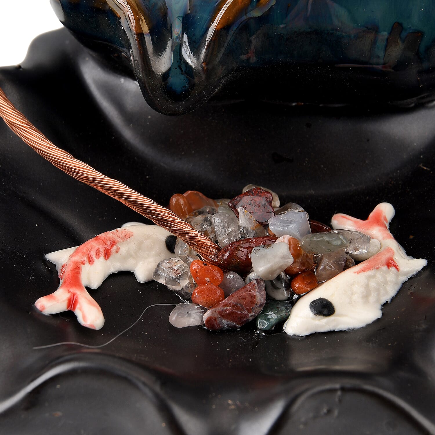 LIVMORE Rose Quartz Natural Gemstone Tree & Ceramic Backflow Incense Burner - Includes 20pc Sticks & Cones
