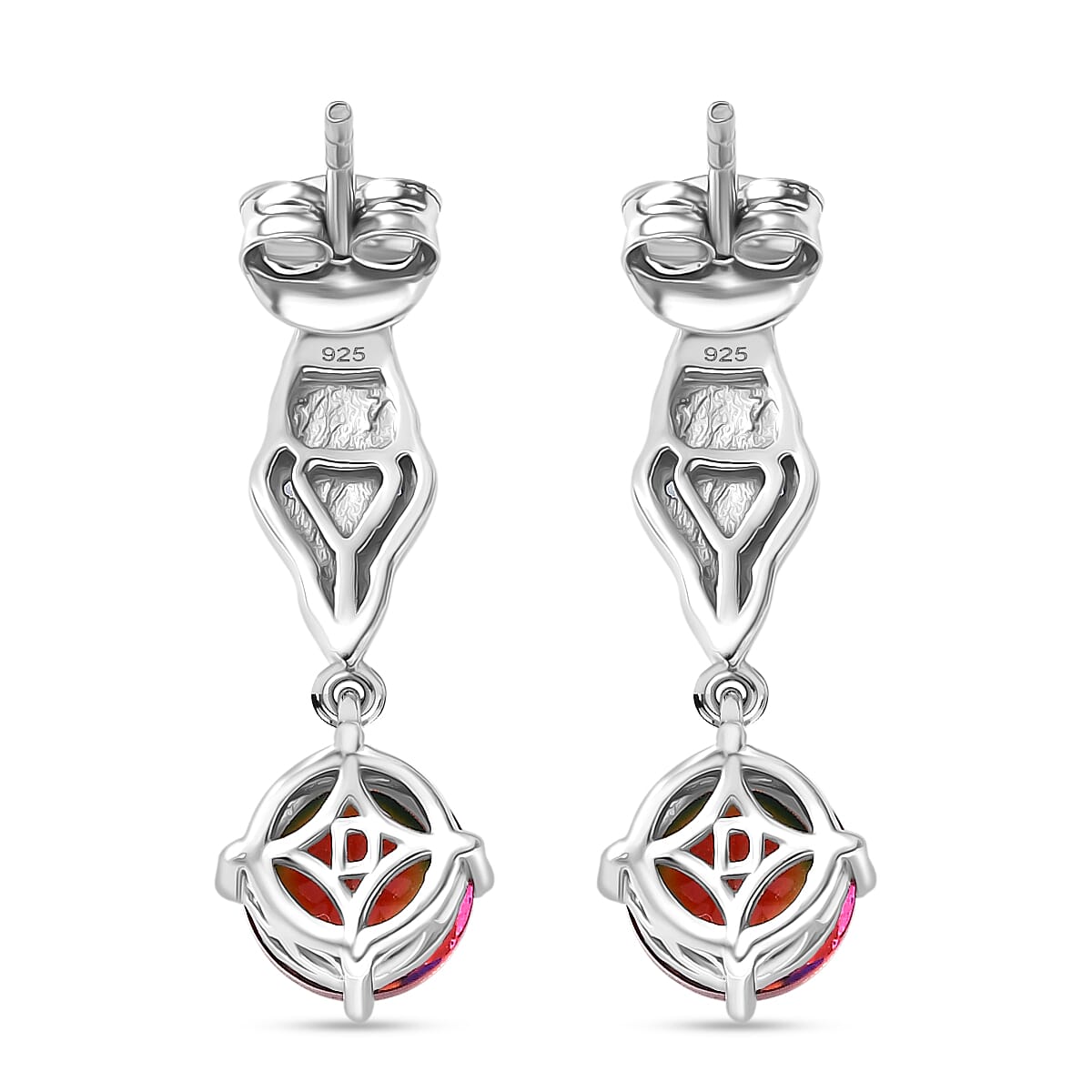 D'Joy Nebula Quartz Doublet & White Zircon Dangling Earring in Sterling Silver 3.46 Ct.