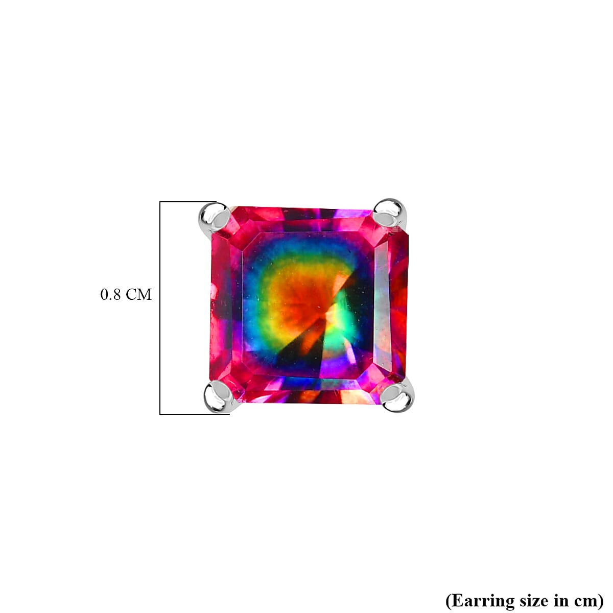 Nebula Quartz Doublet Solitaire Stud Push Post Earring in Platinum Overlay Sterling Silver 4.19 Ct.