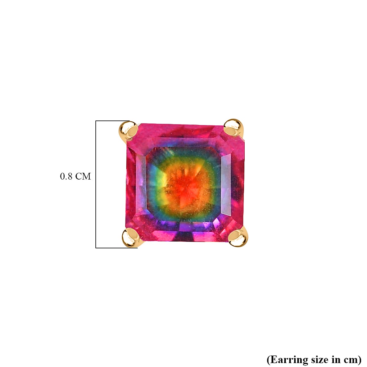 Nebula Quartz Doublet Solitaire Stud Push Post Earring in 18K Yellow Gold Plated Sterling Silver 4.19 Ct.