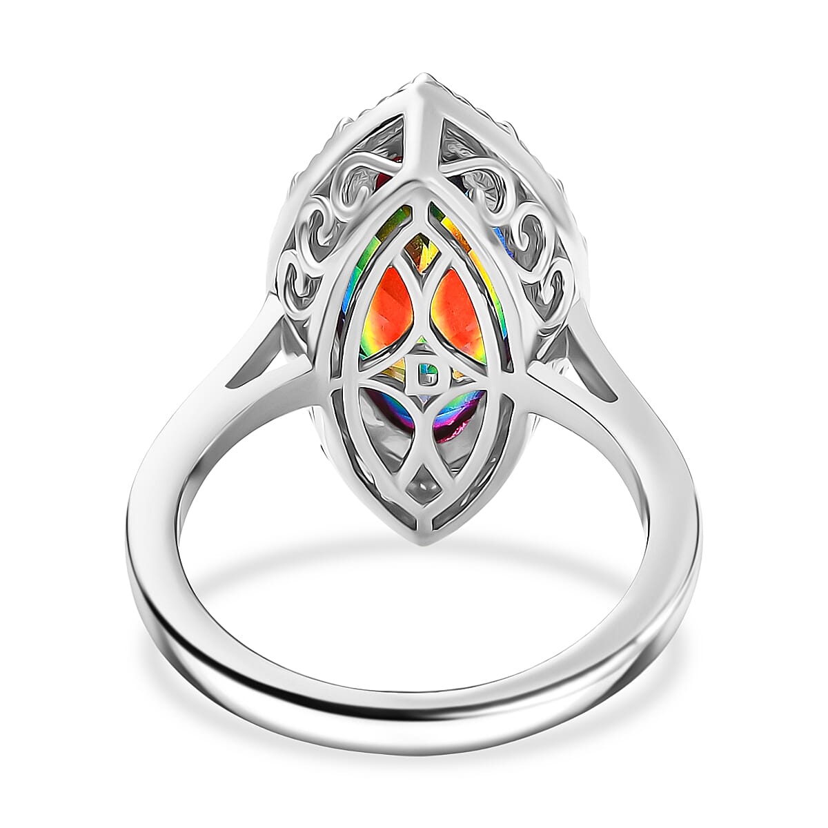 D'Joy Nebula Quartz Doublet Solitaire Ring in Platinum Overlay Sterling Silver 5.14 Ct.