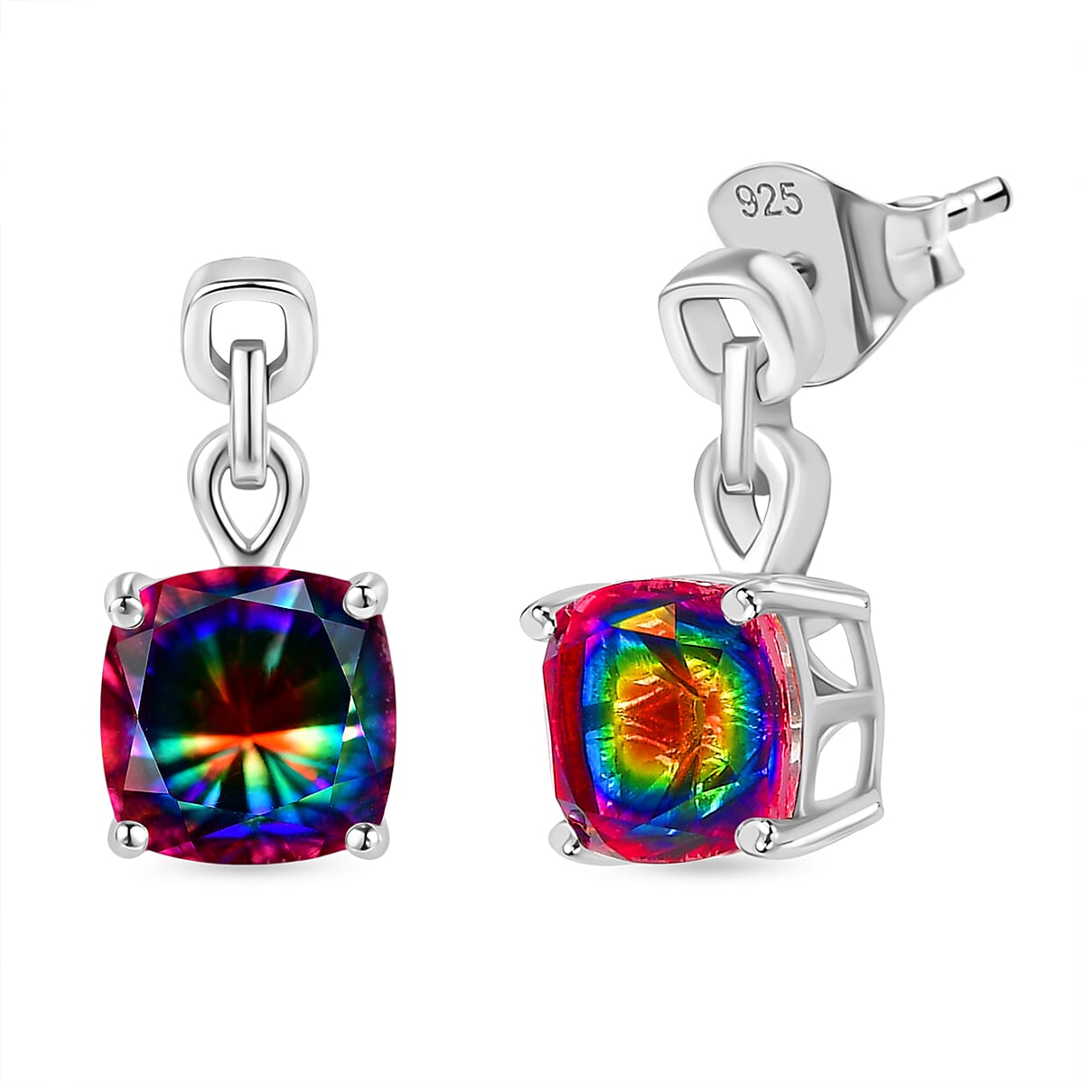 D'Joy Nebula Quartz Doublet Dangling Earring in Platinum Overlay Sterling Silver 5.54 Ct.