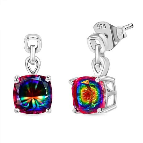 D'Joy Nebula Quartz Doublet Dangling Earring in Platinum Overlay Sterling Silver 5.54 Ct.