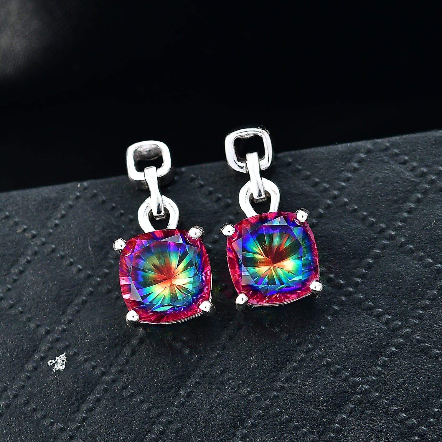 D'Joy Nebula Quartz Doublet Dangling Earring in Platinum Overlay Sterling Silver 5.54 Ct.