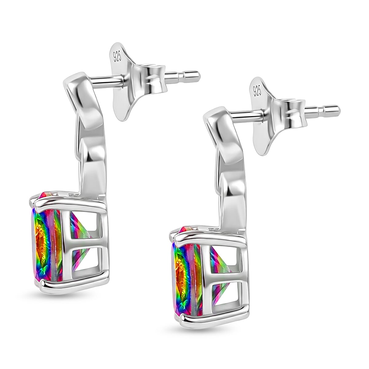 D'Joy Nebula Quartz Doublet Dangling Earring in Platinum Overlay Sterling Silver 5.54 Ct.