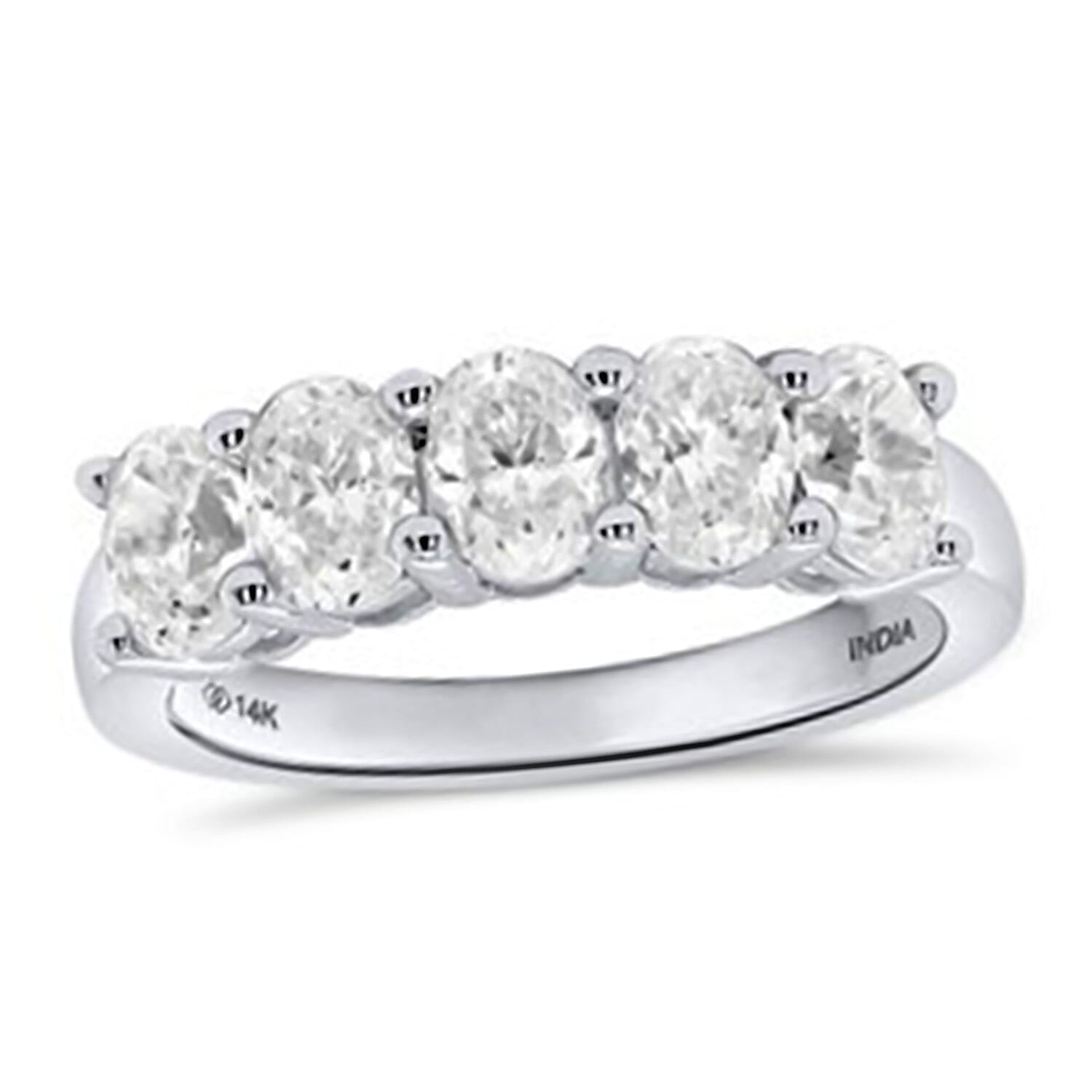 LUXURIANT 2.5 Ct. Lab Grown Diamond 5 Stone Ring in 14K White Gold