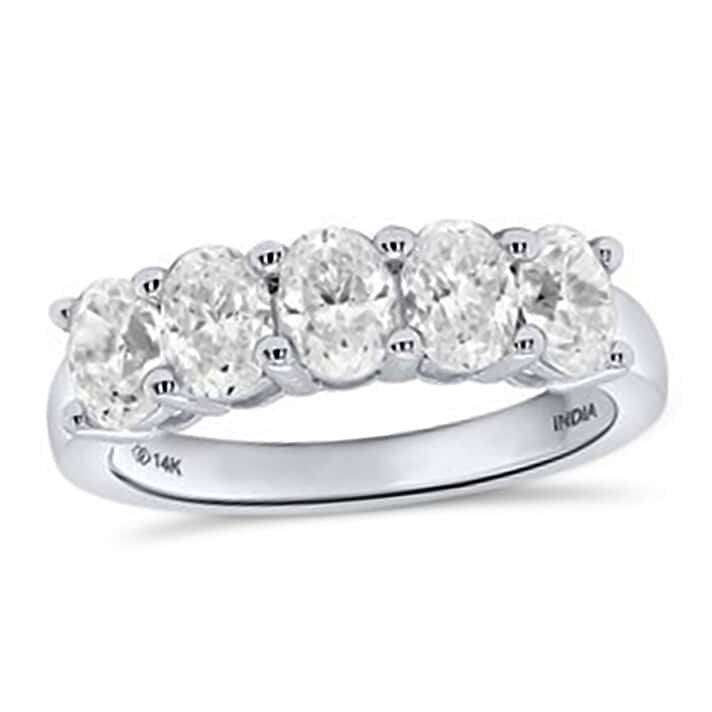 LUXURIANT 2.5 Ct. Lab Grown Diamond 5 Stone Ring in 14K White Gold
