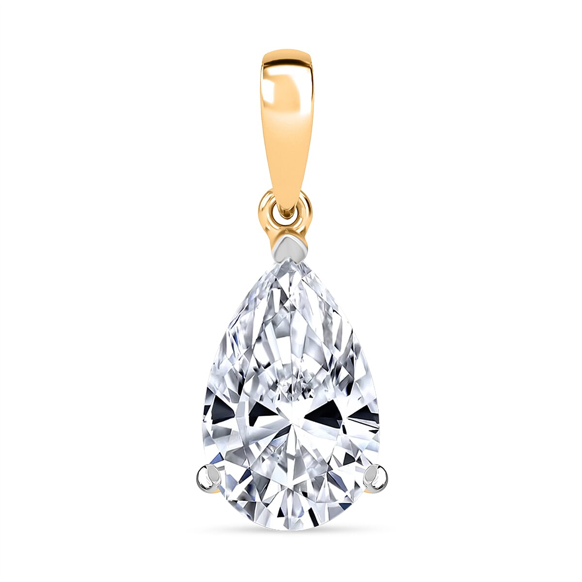 NY CloseOut Buy - 14K Yellow Gold Pear Cut Lab Grown Diamond (SI-GH) Solitaire Pendant 2.00 Ct.