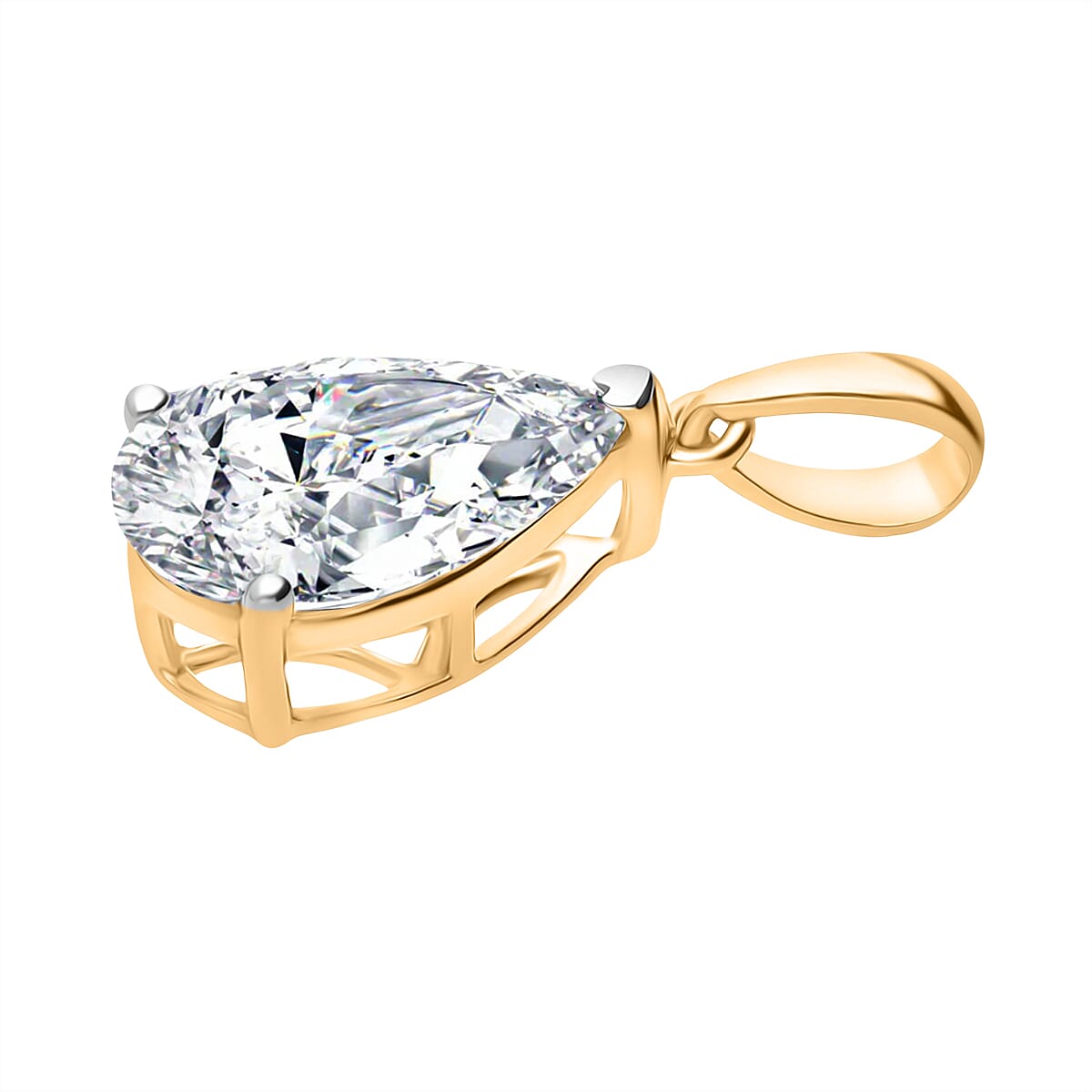 NY CloseOut Buy - 14K Yellow Gold Pear Cut Lab Grown Diamond (SI-GH) Solitaire Pendant 2.00 Ct.