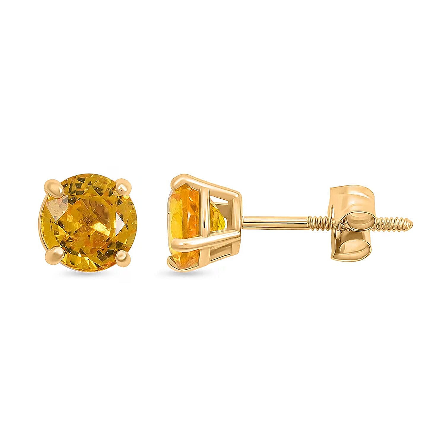 Luxoro 14K Yellow Gold AAA Yellow Sapphire Earring, Gold Wt.0.46 Gms  1.100  Ct.