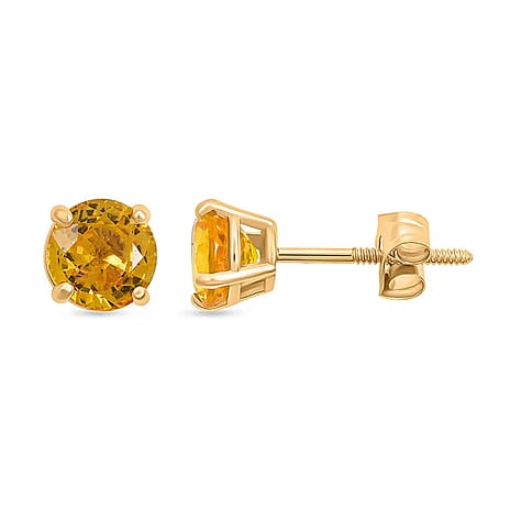 Luxoro 14K Yellow Gold AAA Yellow Sapphire Earring, Gold Wt.0.46 Gms  1.100  Ct.