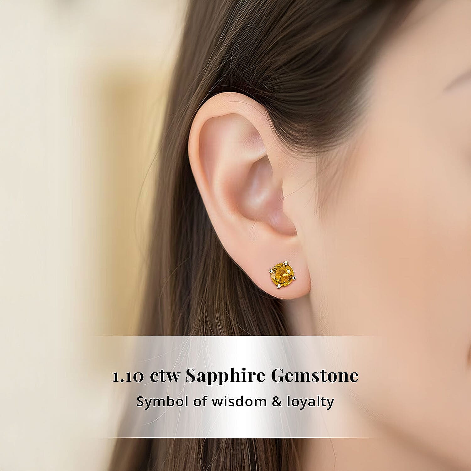 Luxoro 14K Yellow Gold AAA Yellow Sapphire Earring, Gold Wt.0.46 Gms  1.100  Ct.