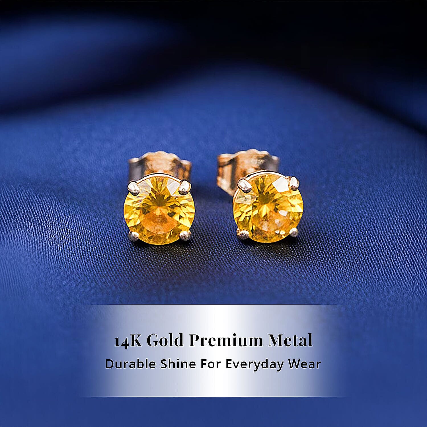 Luxoro 14K Yellow Gold AAA Yellow Sapphire Earring, Gold Wt.0.46 Gms  1.100  Ct.