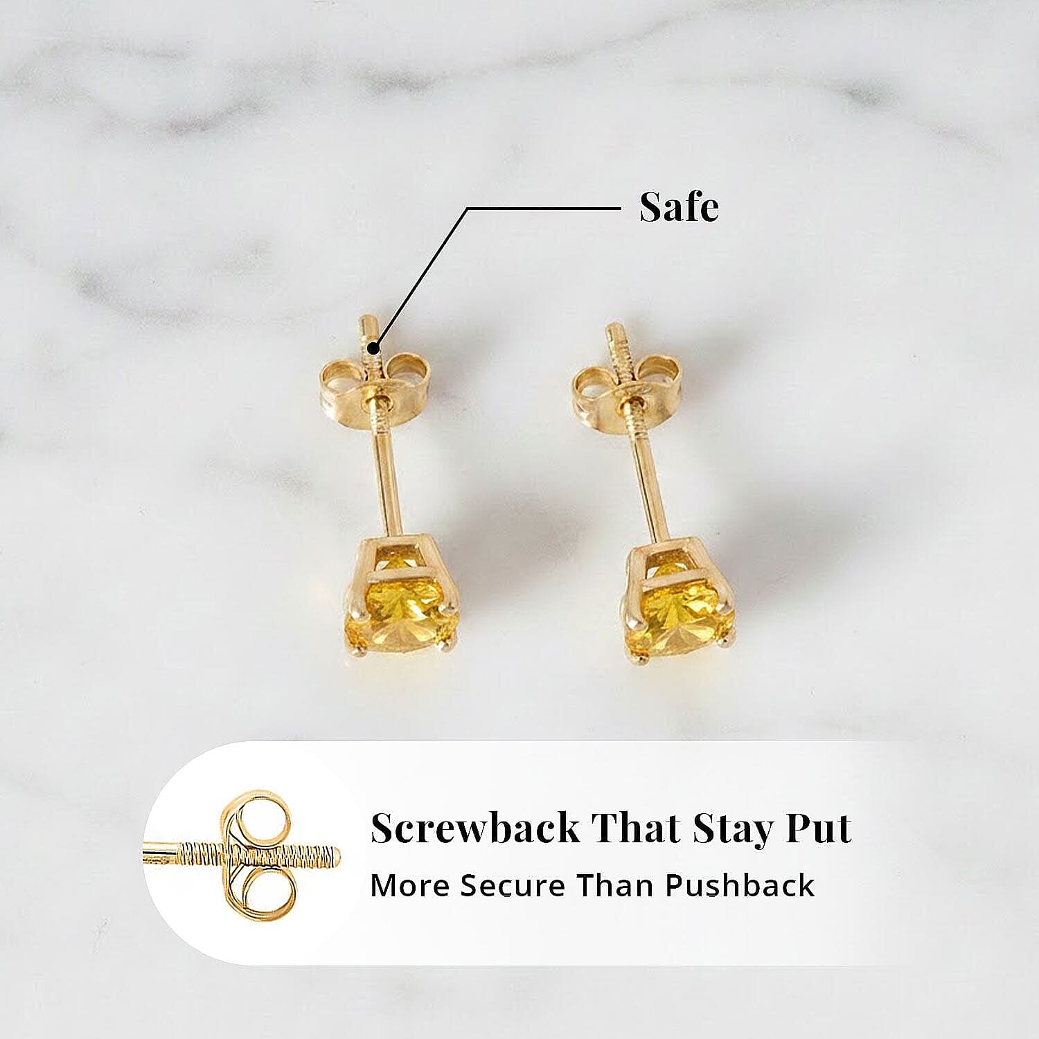 Luxoro 14K Yellow Gold AAA Yellow Sapphire Earring, Gold Wt.0.46 Gms  1.100  Ct.