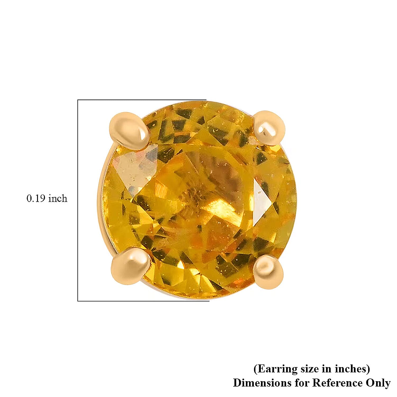 Luxoro 14K Yellow Gold AAA Yellow Sapphire Earring, Gold Wt.0.46 Gms  1.100  Ct.