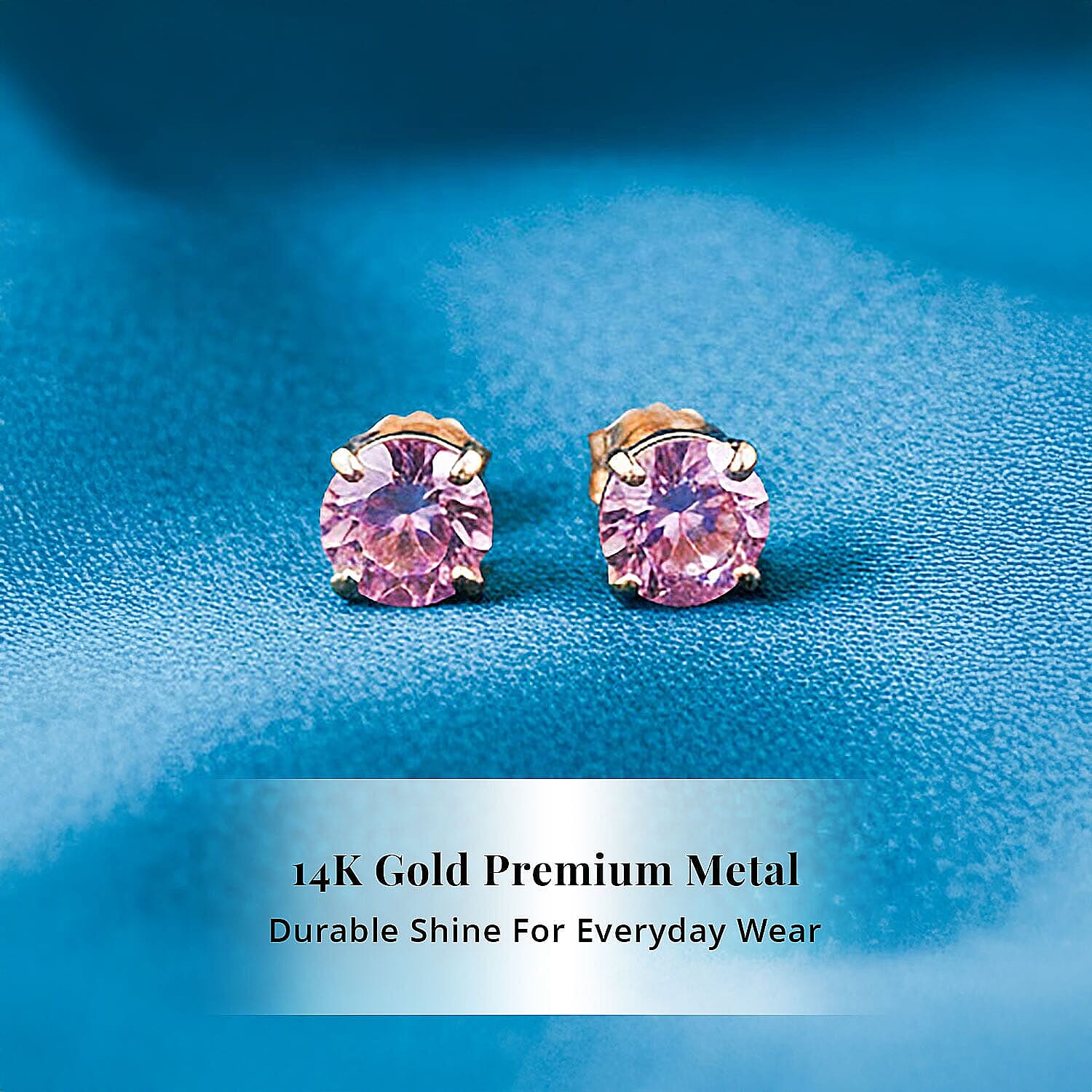 Luxoro 14K Yellow Gold AAA Pink Sapphire Earring, Gold Wt.0.46 Gms  1.100  Ct.
