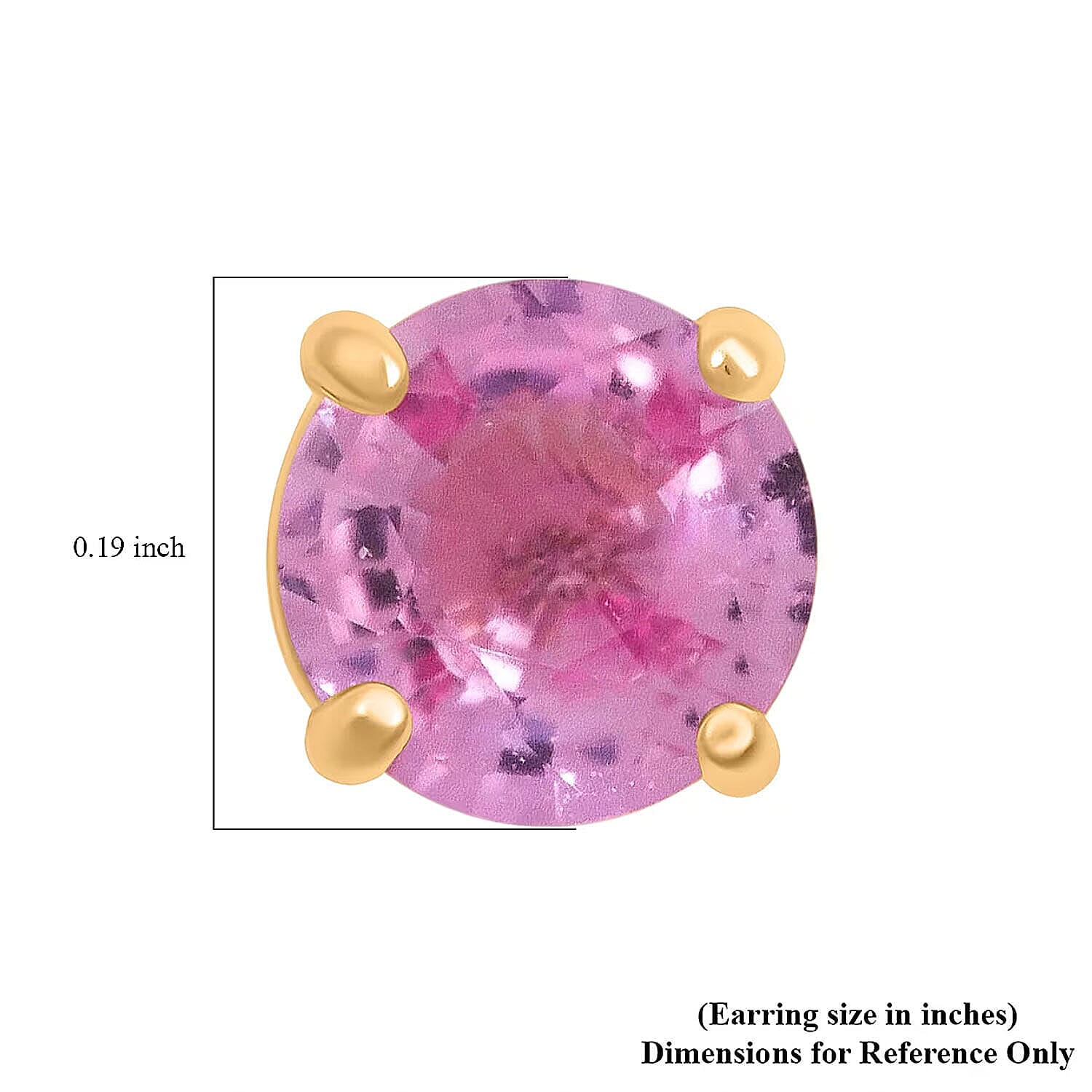 Luxoro 14K Yellow Gold AAA Pink Sapphire Earring, Gold Wt.0.46 Gms  1.100  Ct.