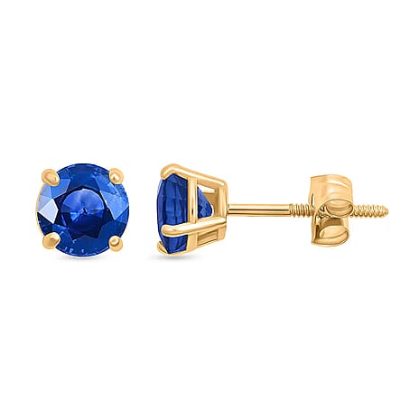 Luxoro 14K Yellow Gold AAA Ceylon Sapphire Earring, Gold Wt.0.46 Gms  1.100  Ct.