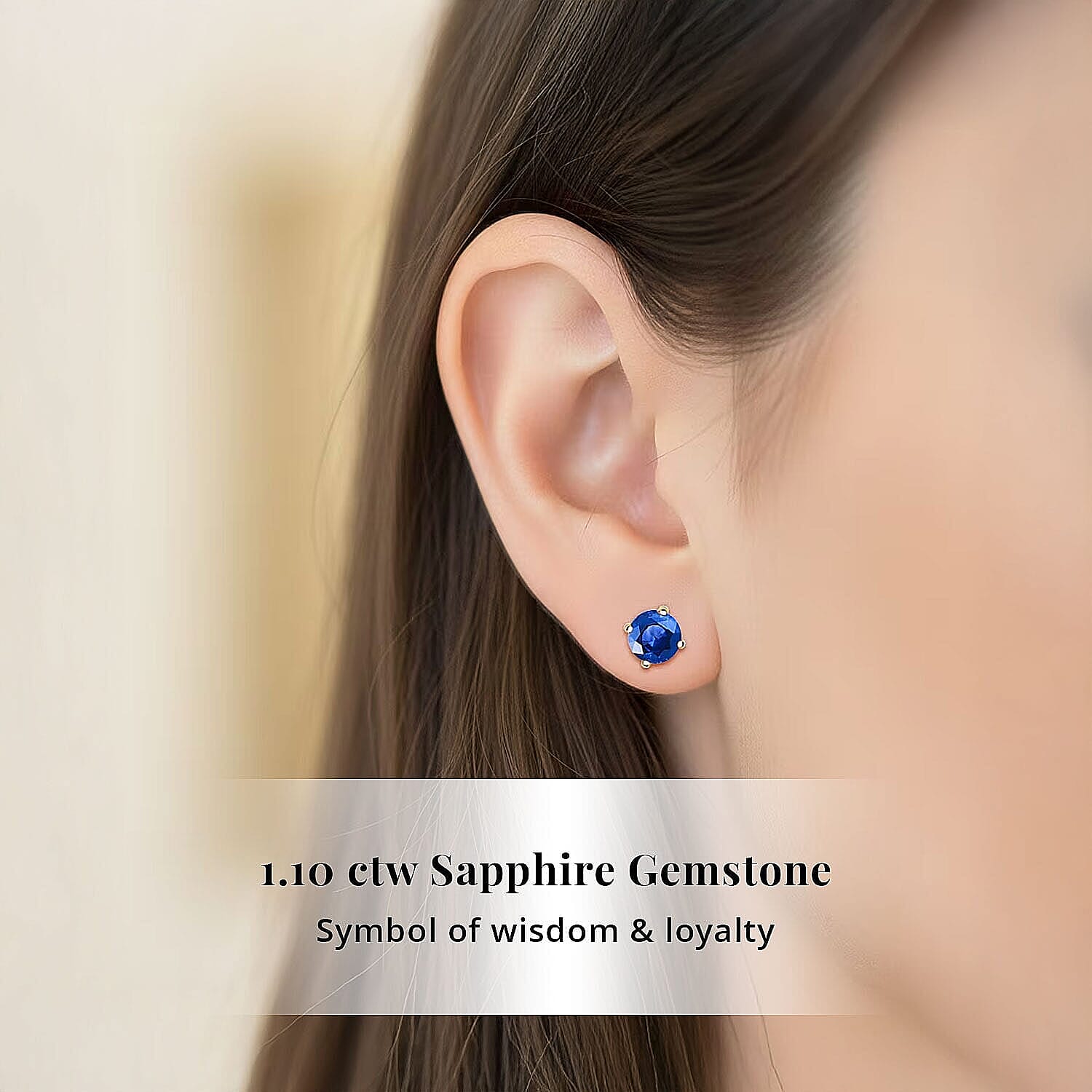 Luxoro 14K Yellow Gold AAA Ceylon Sapphire Earring, Gold Wt.0.46 Gms  1.100  Ct.