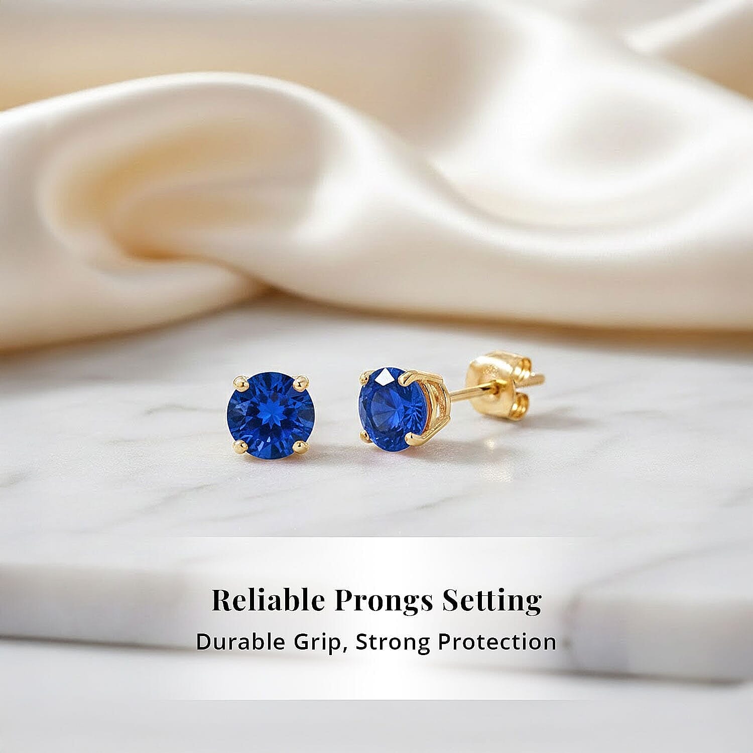 Luxoro 14K Yellow Gold AAA Ceylon Sapphire Earring, Gold Wt.0.46 Gms  1.100  Ct.