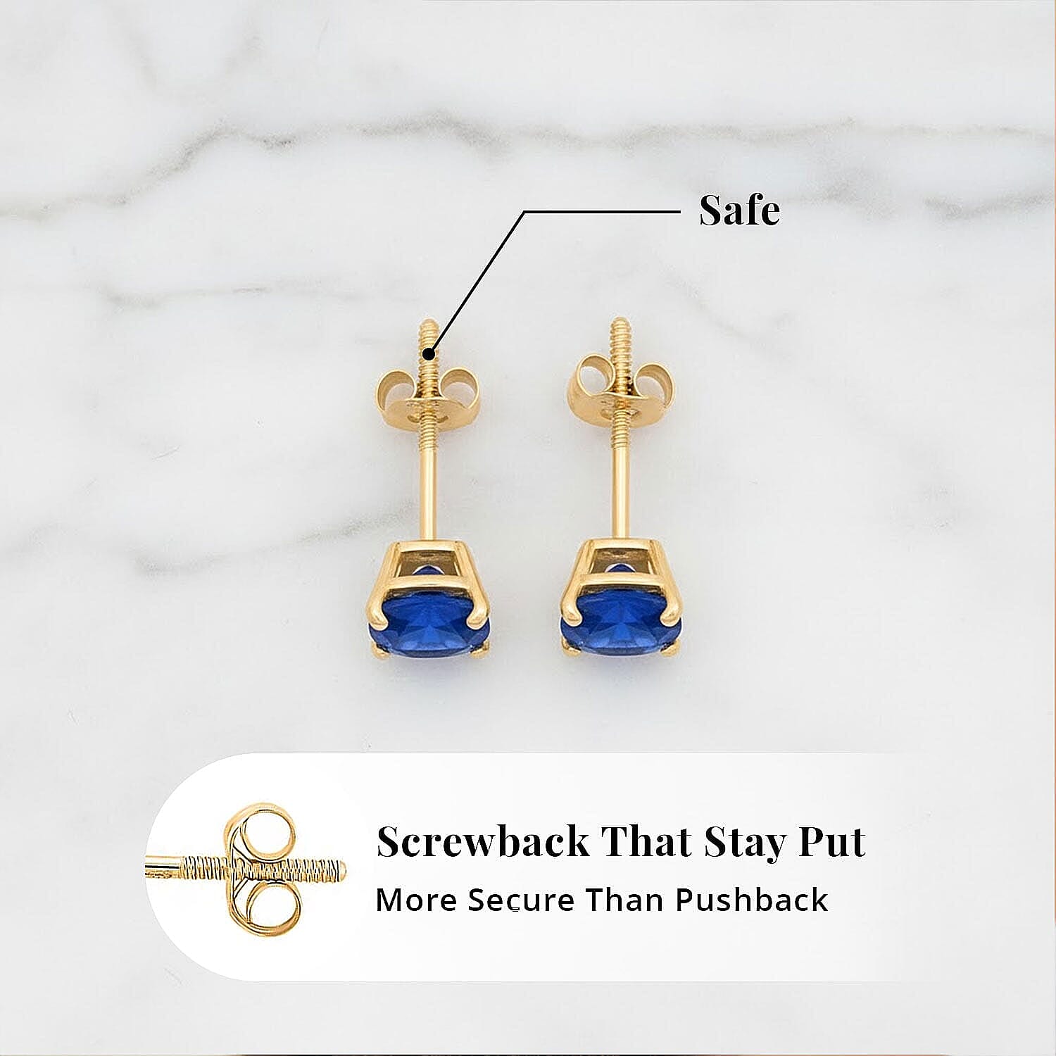 Luxoro 14K Yellow Gold AAA Ceylon Sapphire Earring, Gold Wt.0.46 Gms  1.100  Ct.