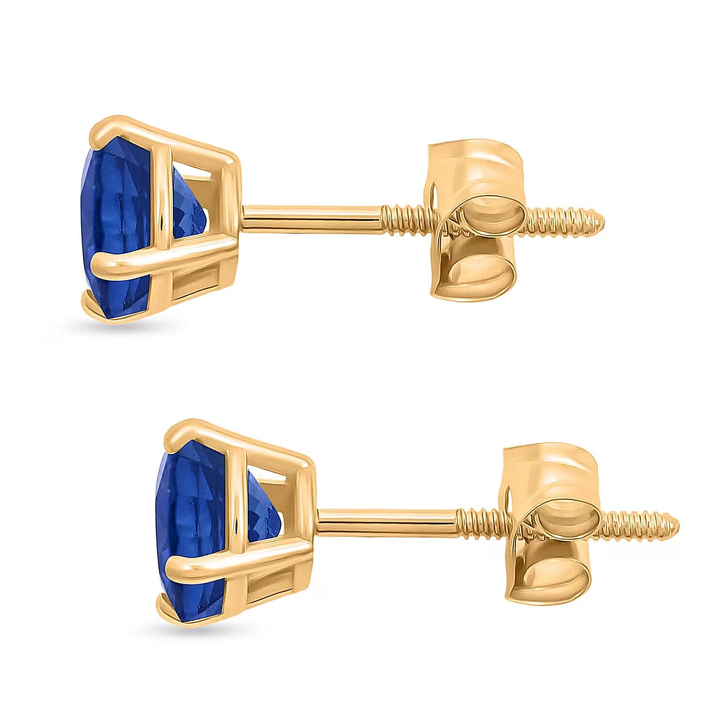 Luxoro 14K Yellow Gold AAA Ceylon Sapphire Earring, Gold Wt.0.46 Gms  1.100  Ct.