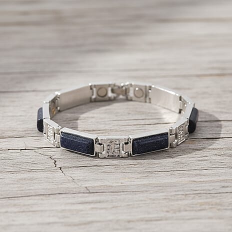 Designer Inspired - Blue Sandstone Magnetic Therapy Bracelet (Size - 7.25) 16.00 Ct.