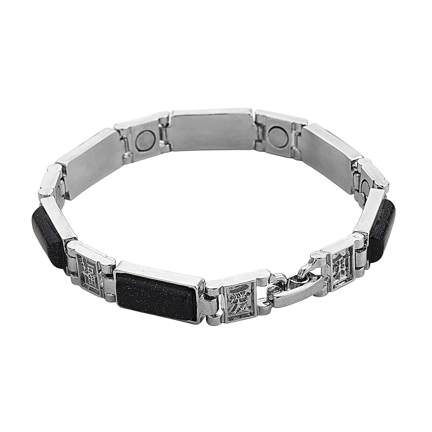 Designer Inspired- Blue Sand Stone Magnetic Therapy Bracelet (Size - 7.5) .