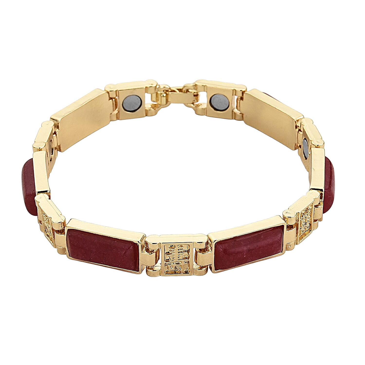 Designer Inspired- Cherry Quartz Magnetic Therapy Bracelet (Size - 7.5) .